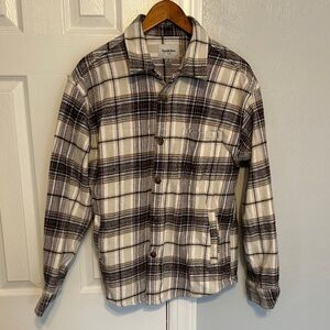 Goodfellow & Co Cream and Brown Plaid Shirt Jacket